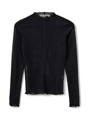 NWT SOFIE SCHNOOR MALLORYSW T-SHIRT LONG SLEEVE black mesh net sheer